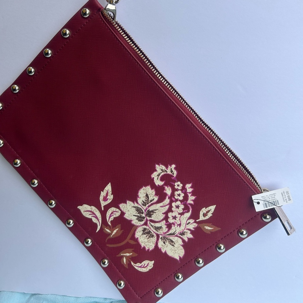 White House Black Market Burgundy Studded Pouch